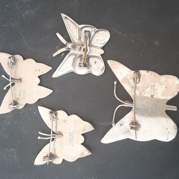 Vintage Alpaca Mexico butterfly brooches - Picture 6 of 6
